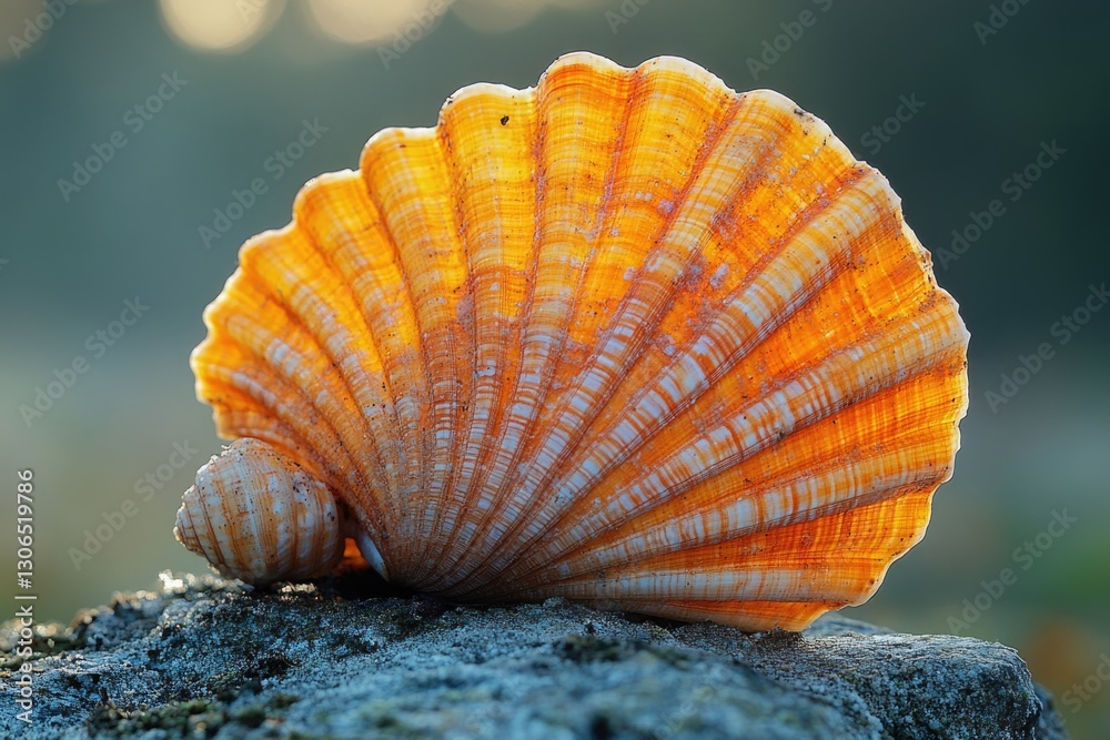 Poster A close-up view of a shell resting on a rock