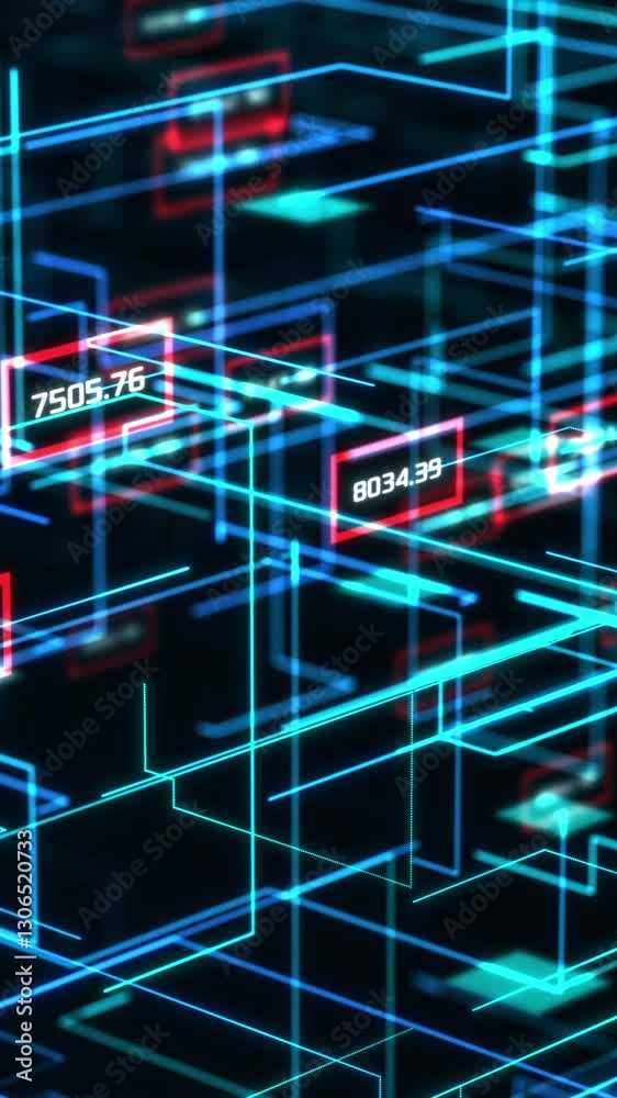 Wall mural abstract neural data network, with random numbers, concept of big data, machine learning, ai (3d ren