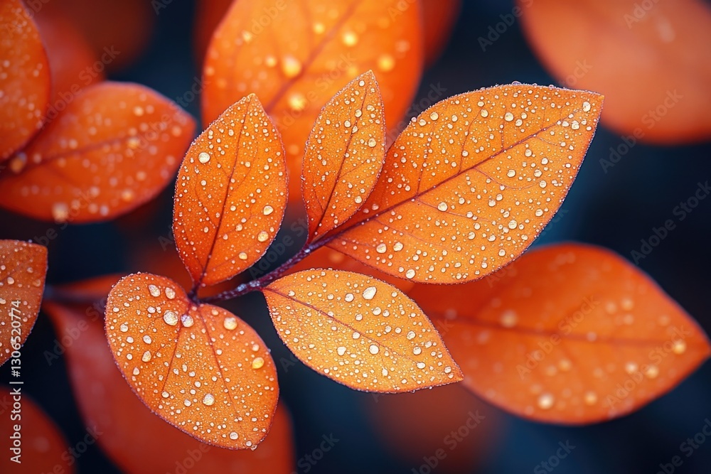 Aufkleber a detailed view of a leaf covered in water droplets, great for use as a background or decorative ele