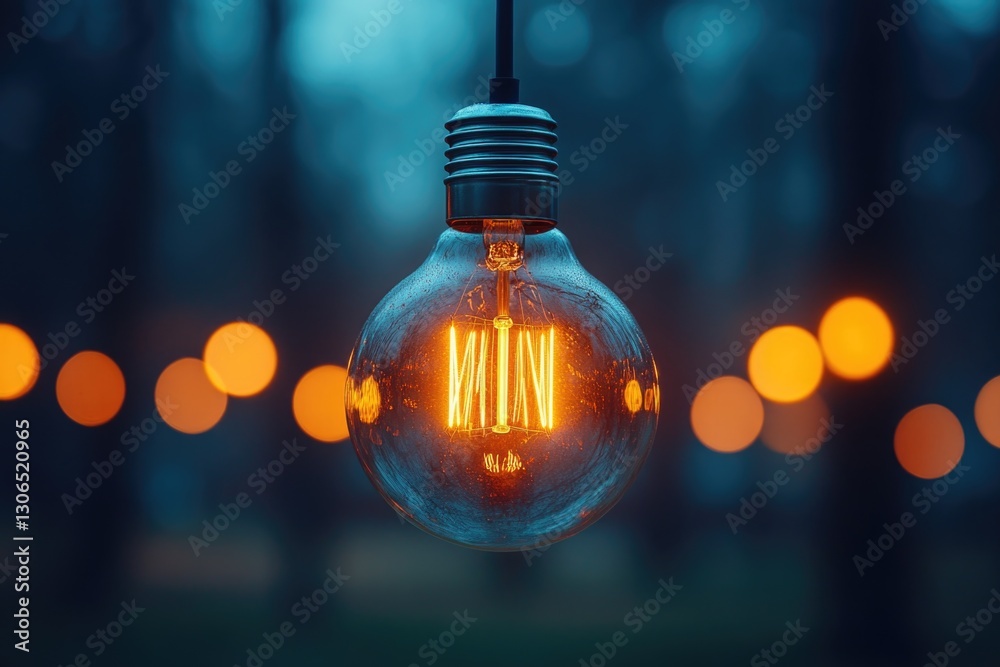 Poster a light bulb with the word 'inn' written on it, often used as a decorative element