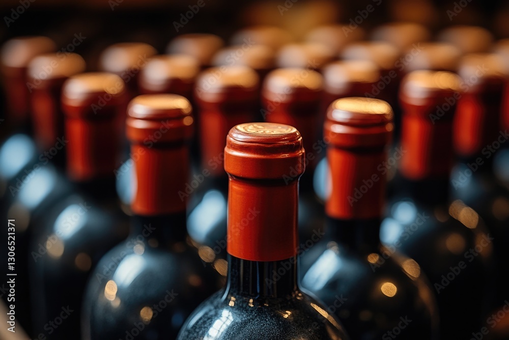 Poster a collection of wine bottles arranged on a table