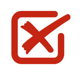 Red Cross in a Square. Symbol of Error, Rejection, or Wrong Choice. Graphic Icon. Suitable for UI UX Design, Web Applications, Interfaces, and Business Documents, diaries and planners