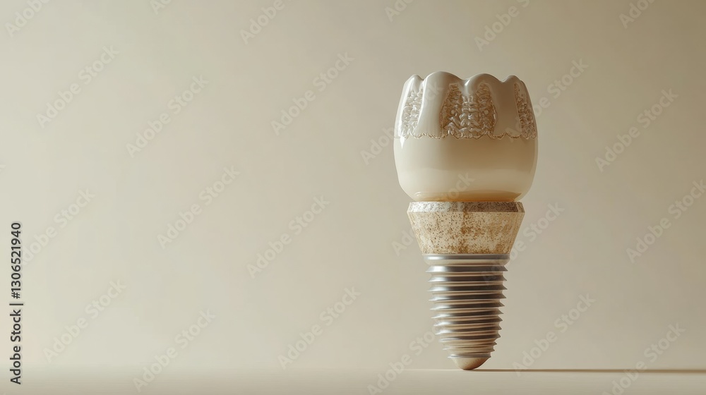 Aufkleber Detailed cross sectional view of a dental implant with a crown showcasing intricate structure and design Generative AI