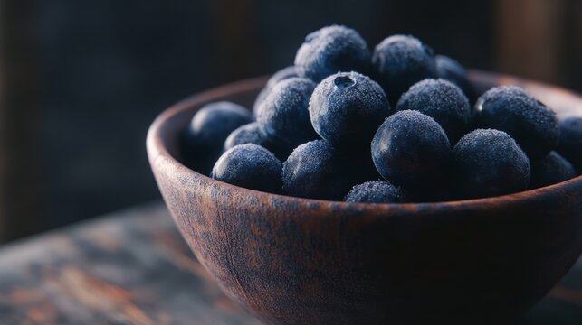 Close-up of fresh blueberries in ceramic bowl, rich and vibrant, healthy and natural, ultra-detailed, 4k