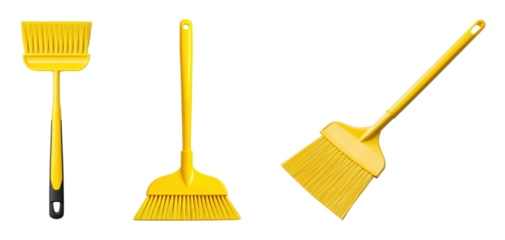 Set of yellow cleaning tools for efficient household chores