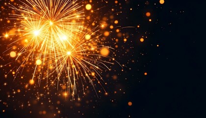 Fototapeta premium Stunning golden fireworks, Night sky celebration