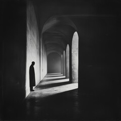 Empty Corridor, Silhouette, Sunlight