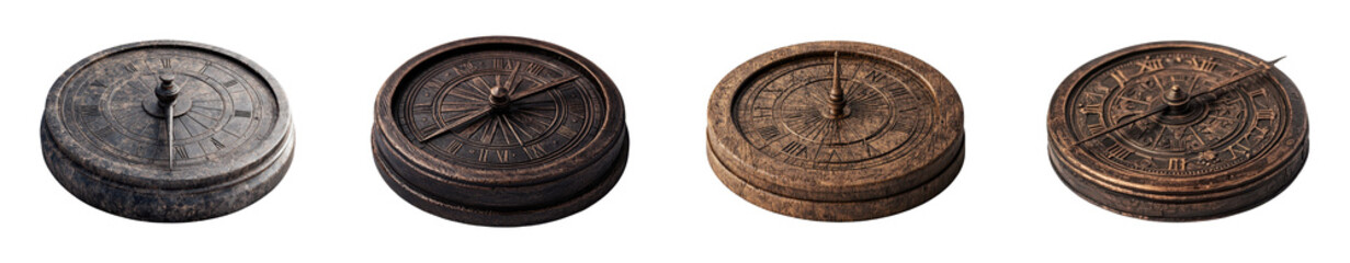 Fototapeta premium Vintage compasses showcasing different finishes and textures