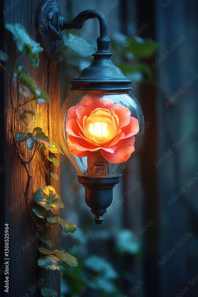 Poster a lamp with a decorative flower-shaped insert