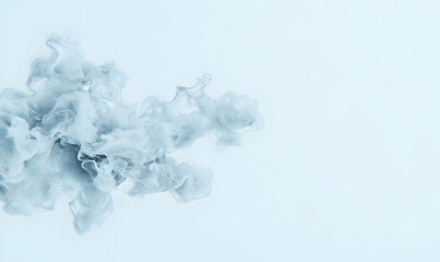 Ethereal Gray Smoke Swirling on Soft Blue Background for Design