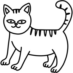 Hand drawn cat cartoon illustration outline 