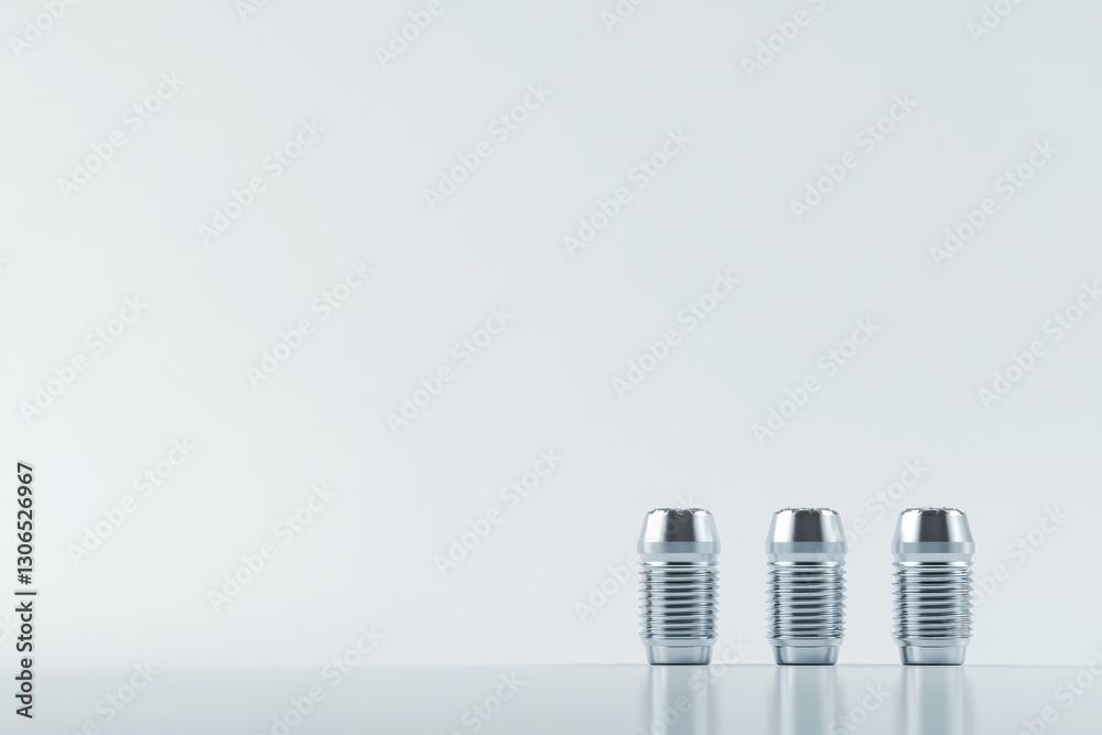 Poster dental implants displayed in high detail showcasing metal and ceramic craftsmanship arranged for vis