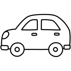Hand drawn car cartoon illustration outline 