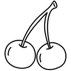 Hand drawn cherry cartoon illustration outline 