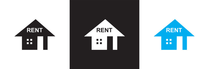 Rental Estate  Icons set. Rental estate related icons: property types, characteristics, documents, etc.   isolated on white and black background. Vector illustration. EPS 10