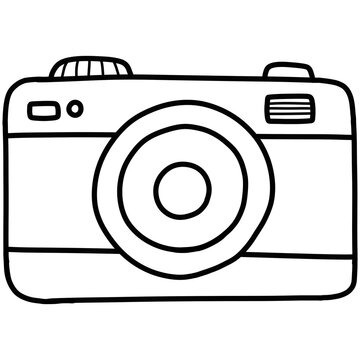 Hand drawn camera cartoon illustration outline 