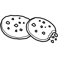 Hand drawn cookie cartoon illustration outline 