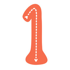 Obraz premium Tracing Numbers, Handwriting Practice, Preschool Learning. Tracing Number 1