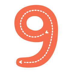 Obraz premium Tracing Numbers, Handwriting Practice, Preschool Learning. Tracing Number 9