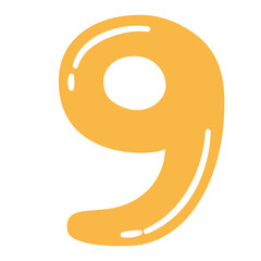 Cartoon Number 9, Playful Numeric Set, Kids Friendly Digits