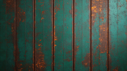 Obraz premium Rusty teal metal texture with vertical lines and weathered appearance. surface shows signs of aging and corrosion, creating unique and industrial aesthetic