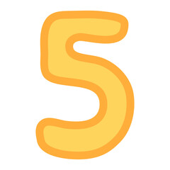 Cartoon Number 5, Playful Numeric Set, Kids Friendly Digits