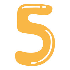 Cartoon Number 5, Playful Numeric Set, Kids Friendly Digits