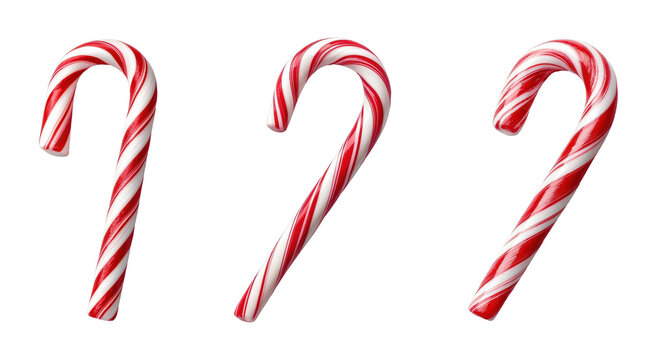 Festive candy canes with red and white stripes
