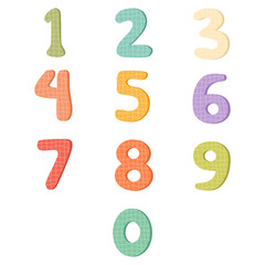 Colorful Textured Numbers Set