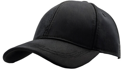 Black Baseball Cap Rotates, Isolated on White Background