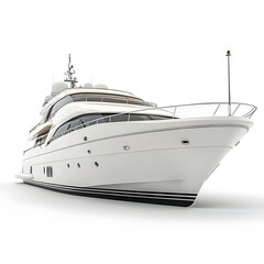 Obraz premium A stunning white luxury yacht, showcasing elegance and power. Perfect for luxurious getaways and adventures. 3d Transportation isolated in white background. Luxury Yacht