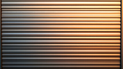 Closed slats on industrial roller shutter door create sleek, modern look. metallic surface reflects light, adding touch of elegance to industrial settings
