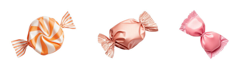 Fototapeta premium Colorful assorted candies on a transparent background