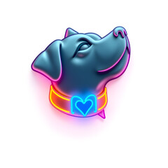 Veterinarian pet collar holographic 3D icon. neon symbol vector illustration isolated on white background. Generative AI