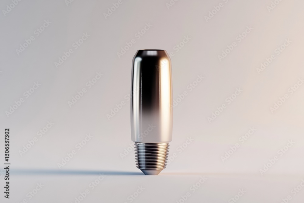 Poster high quality 3d rendering of a realistic dental implant featuring polished metallic surfaces and a s