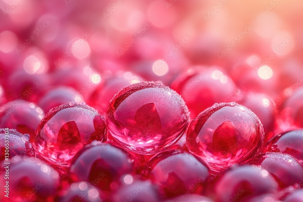 Poster a close-up view of a group of bright red balls