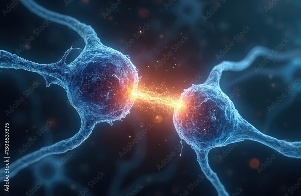 Aufkleber neural network synapse junction nerve cells communicate, transmitting signals throughout nervous sys