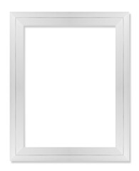 Modern photo white frame. White border and white background. Rectangle frame and shadow isolated on transparent background