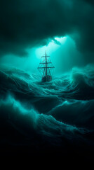 Obraz premium Abstract ocean wave art; swirling teal and gold water; background texture; website or phone wallpaper