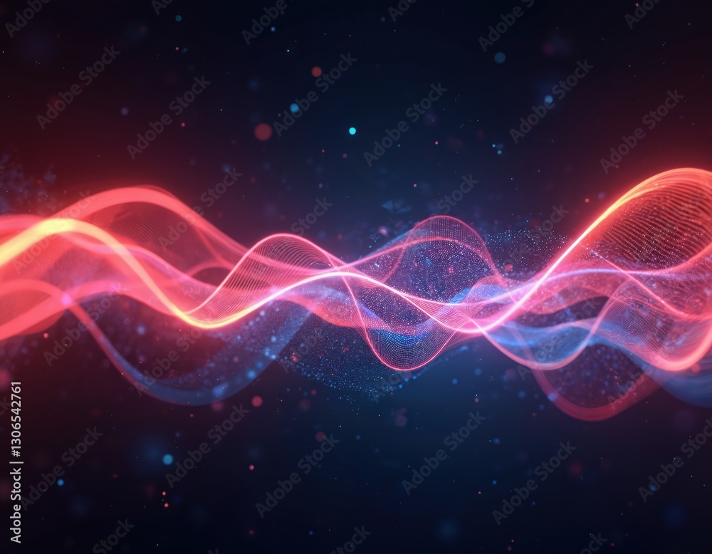 Aufkleber Abstract light rendering in vibrant colors. Wavy energy motion, digital graphic neon art background. Modern tech visualisation of creativity with dynamic illumination, bright artistic fluent graphic