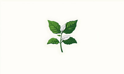 Fototapeta premium Green Leafy Plant Isolated on Light Background for Natural Design