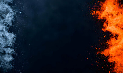 Dramatic Flames and Smoke Against a Dark Background in Contrast