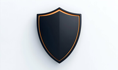 Black Shield Icon with Orange Outline on a Minimalist Background
