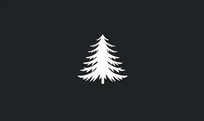 Obraz premium White Silhouette of a Pine Tree on a Dark Background