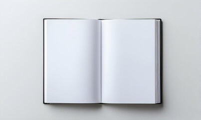 Blank Open Book on Table with White Pages Ready for Notes or Sketches