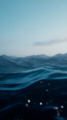 Abstract ocean wave art; swirling teal and gold water; background texture; website or phone wallpaper