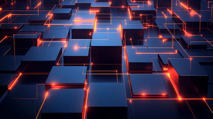 Fototapeta premium Dynamic abstract technology visualization digital space 3d graphic futuristic environment aerial view innovation concept