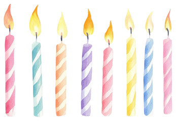PNG Candles illustration watercolor colorful birthday.