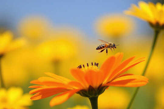 bee on a yellow flower