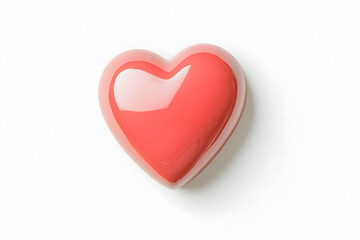 3d red glossy heart isolated on white background